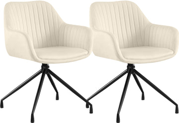 Set van 2 Novanis eetkamerstoelen met armleuningen | Kleur: creme | Afmetingen: 58x58x81 cm