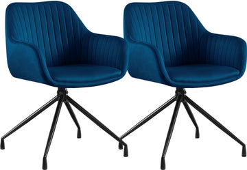 Set van 2 Novanis eetkamerstoelen - draaibaar | Kleur: Donkerblauw | Afmetingen: 58x58x81 cm
