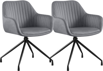 Set van 2 Novanis eetkamerstoelen met armleuningen | Kleur: donkergrijs | Afmetingen: 58x58x81 cm