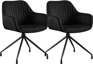 Set van 2 Novanis eetkamerstoelen - draaibaar | Kleur: Zwart | Afmetingen: 58x58x81 cm