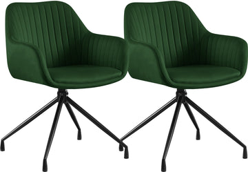 Set van 2 Novanis eetkamerstoelen met armleuningen | Kleur: groen | Afmetingen: 58x58x81 cm