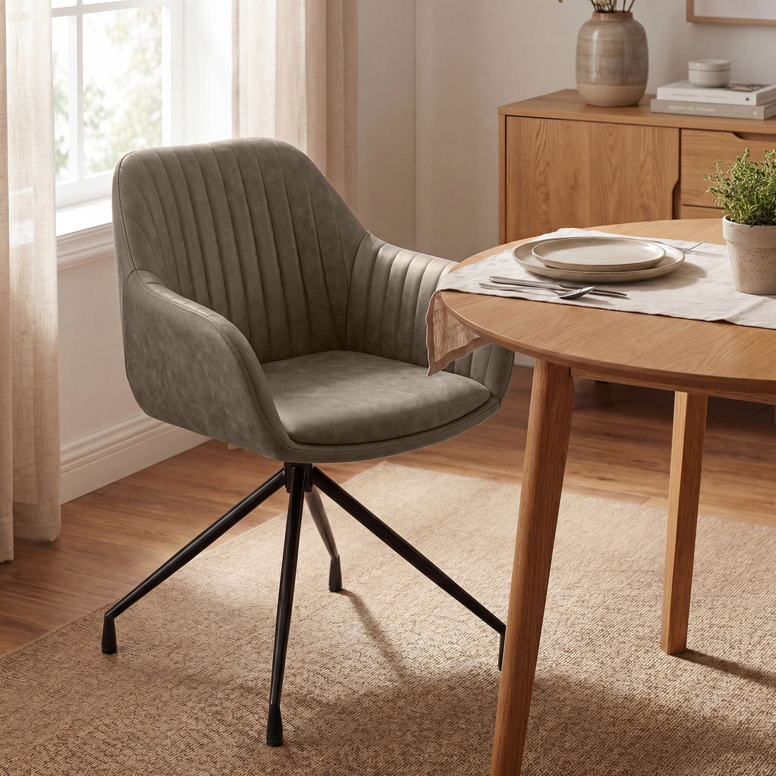 Set van 2 Novanis eetkamerstoelen - draaibaar | Kleur: Grijs | Afmetingen: 58x58x81 cm
