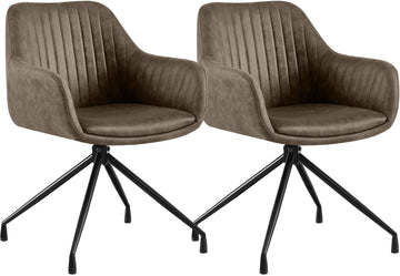 Set van 2 Novanis eetkamerstoelen - draaibaar | Kleur: Grijs | Afmetingen: 58x58x81 cm