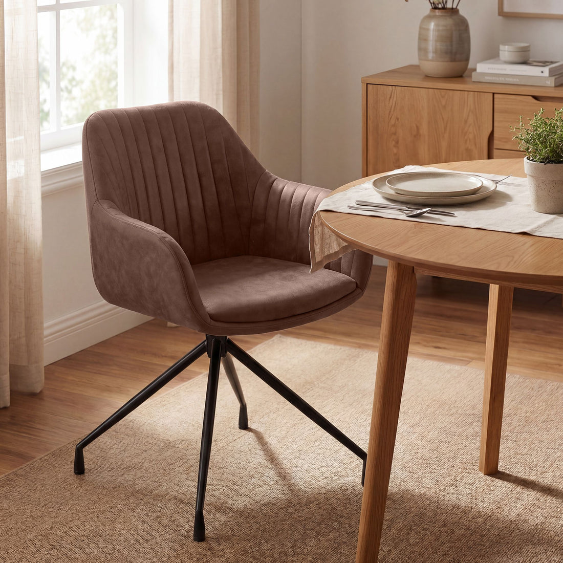 Set van 2 Novanis eetkamerstoelen | Kleur: donkerbruin | Afmetingen: 58x58x81 cm