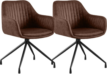 Set van 2 Novanis eetkamerstoelen | Kleur: donkerbruin | Afmetingen: 58x58x81 cm