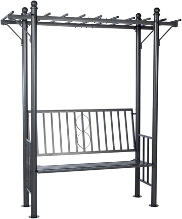 Rozenboog Luvio met tuinbank | Kleur: Antraciet | Afmetingen: 186x66x221 cm