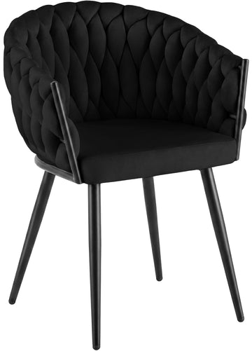 Molise fluwelen eetkamerstoel met armleuningen | Kleur: zwart | Afmetingen: 58x57x80 cm