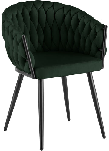 Molise fluwelen eetkamerstoel met armleuningen | Kleur: Groen | Afmetingen: 58x57x80 cm