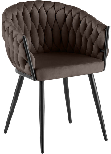 Molise fluwelen eetkamerstoel met armleuningen | Kleur: Bruin | Afmetingen: 58x57x80 cm