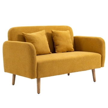 2-zitsbank met zachte bekleding | Kleur: Naturel+Geel | Afmetingen: 130x70x80 cm