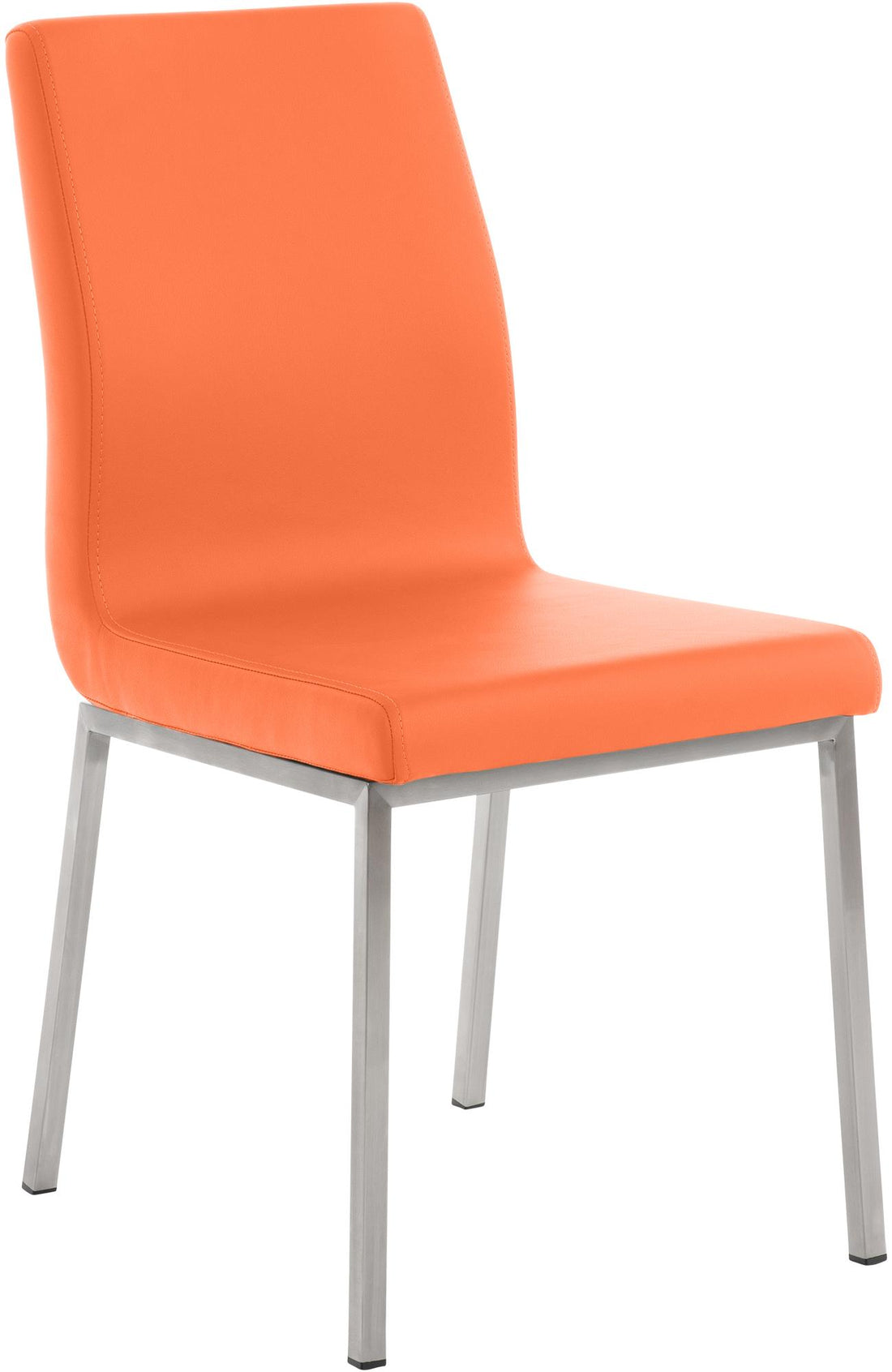 Eetkamerstoel - Designstoel - Hoog zitcomfort, Kunstleer & RVS Poten Kleur oranje