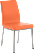 Eetkamerstoel - Designstoel - Hoog zitcomfort, Kunstleer & RVS Poten Kleur oranje