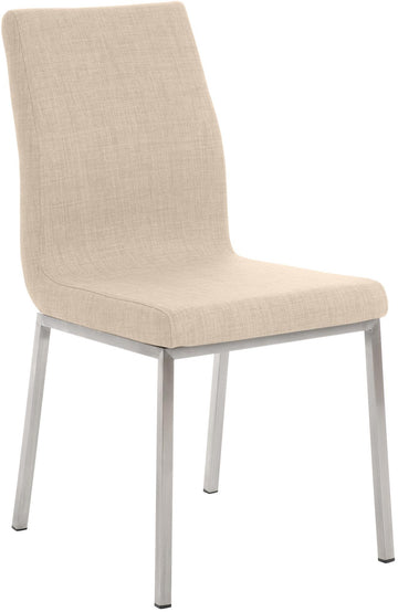 Roestvrijstalen Eetkamerstoel - Dining Chair - Comfortabele Stoffen Bekleding Kleur crème