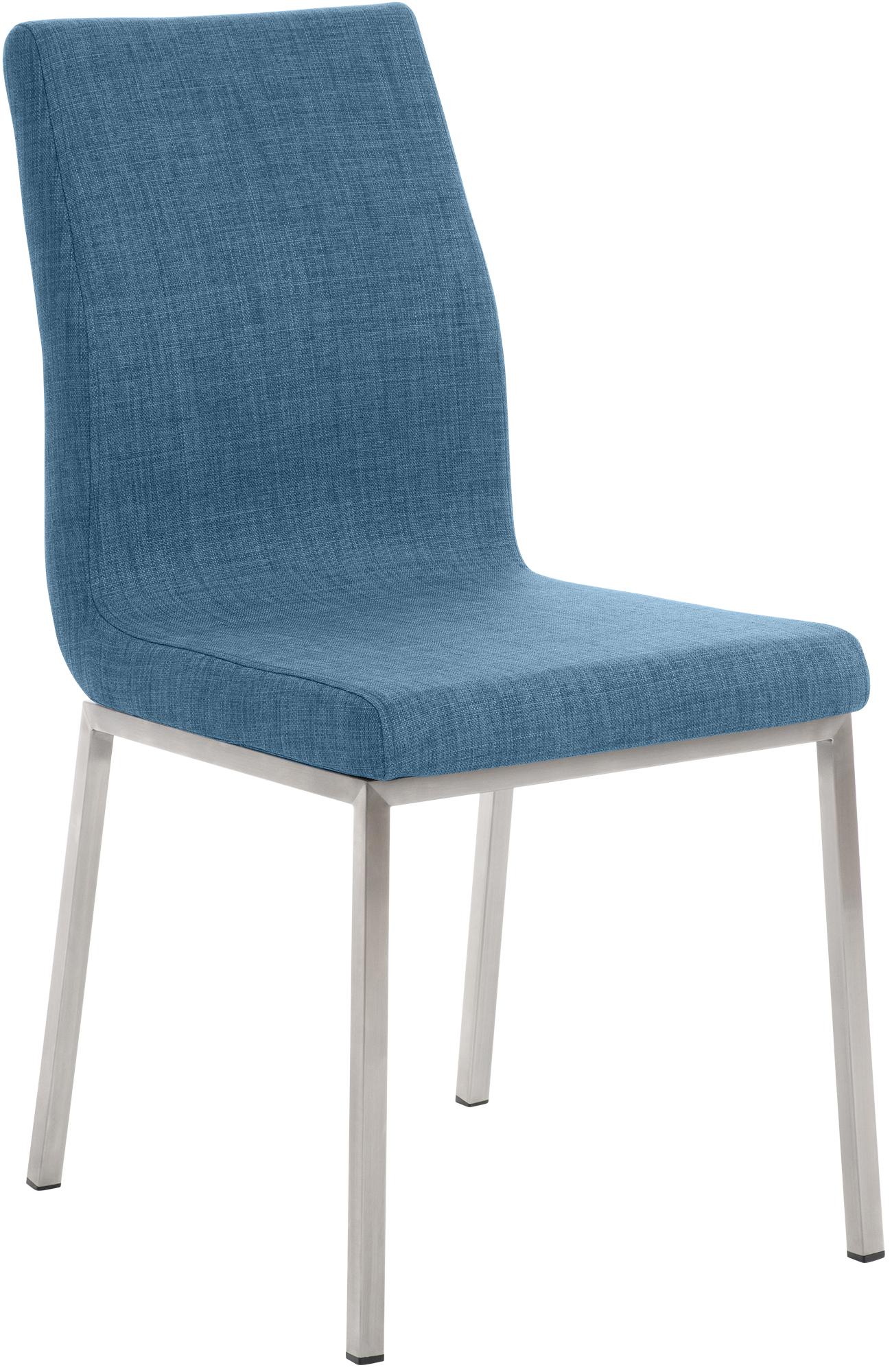 Roestvrijstalen Eetkamerstoel - Dining Chair - Comfortabele Stoffen Bekleding Kleur blauw