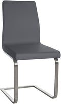 Eetkamerstoel Kunstleer - Stoel Kunststof - Ergonomisch Comfort - Roestvrij Stalen Slede Frame Kleur grijs