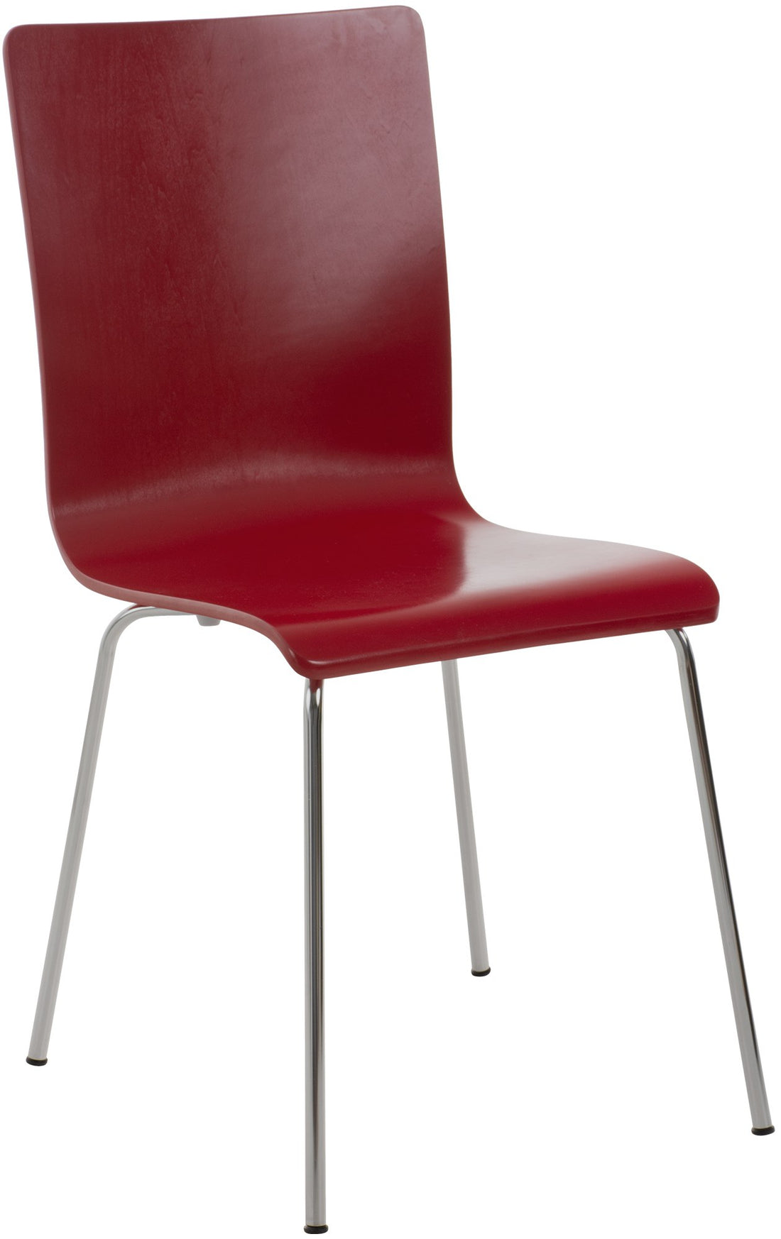 Bezoekersstoel - Gaststoel - Comfortabele Rugleuning, Hout & Chroomlook Frame Kleur rood