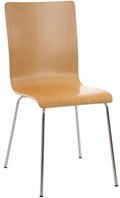 Bezoekersstoel - Gaststoel - Comfortabele Rugleuning, Hout & Chroomlook Frame Kleur natuur
