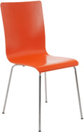 Bezoekersstoel - Gaststoel - Comfortabele Rugleuning, Hout & Chroomlook Frame Kleur oranje