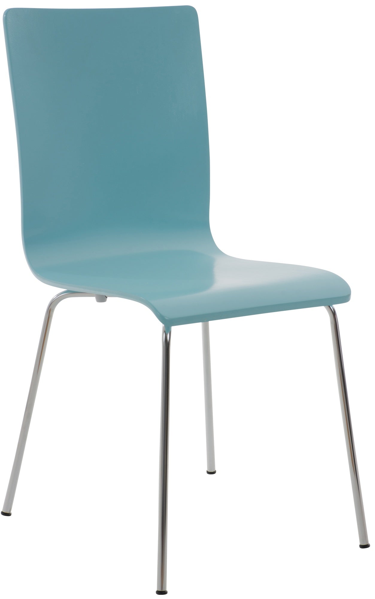Bezoekersstoel - Gaststoel - Comfortabele Rugleuning, Hout & Chroomlook Frame Kleur lichtblauw