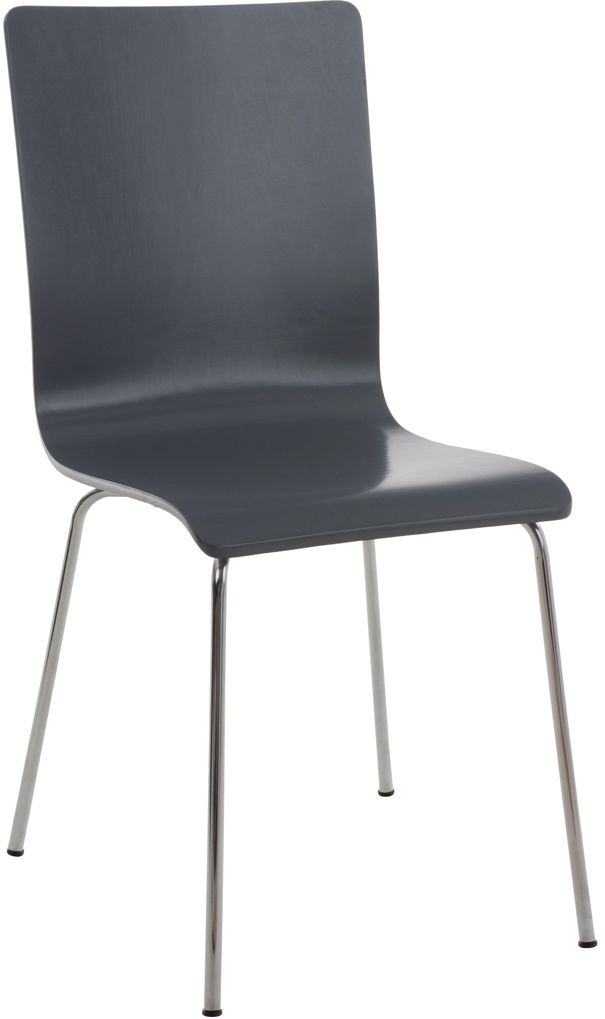 Bezoekersstoel - Gaststoel - Comfortabele Rugleuning, Hout & Chroomlook Frame Kleur grijs