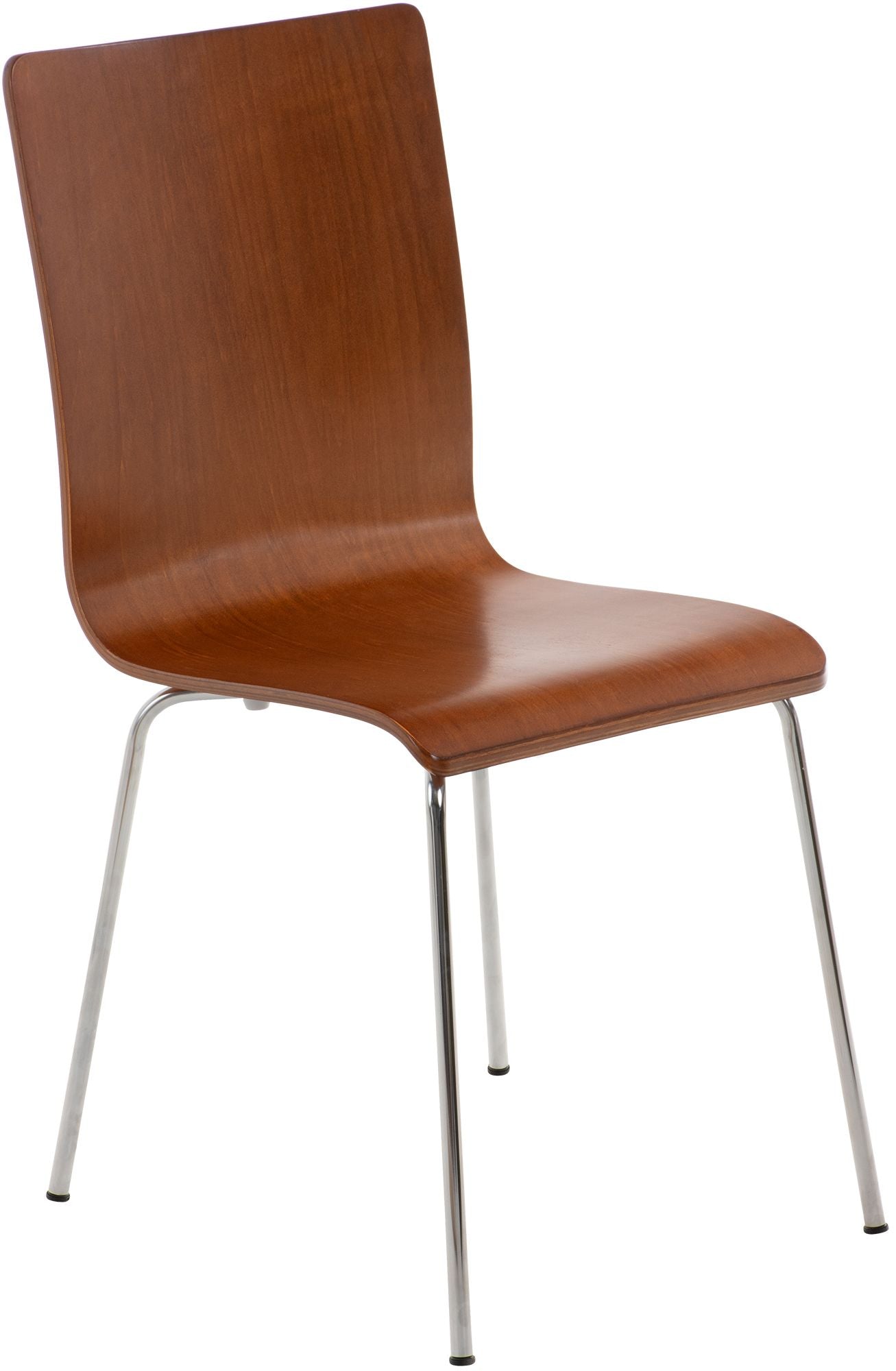 Bezoekersstoel - Gaststoel - Comfortabele Rugleuning, Hout & Chroomlook Frame Kleur bruin