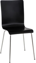 Bezoekersstoel - Gaststoel - Comfortabele Rugleuning, Hout & Chroomlook Frame Kleur zwart