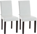 Set van 2 Eettafelstoelen van Kunstleer - Keukenstoelen - Comfortabele Zitervaring Kleur wit Onderstel Kleur donkerbruin