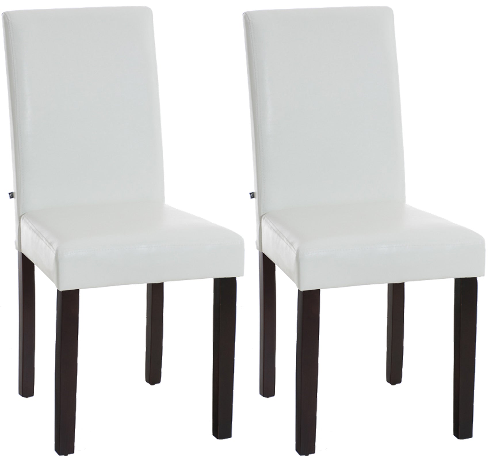 Set van 2 Eettafelstoelen van Kunstleer - Keukenstoelen - Comfortabele Zitervaring Kleur wit Onderstel Kleur donkerbruin