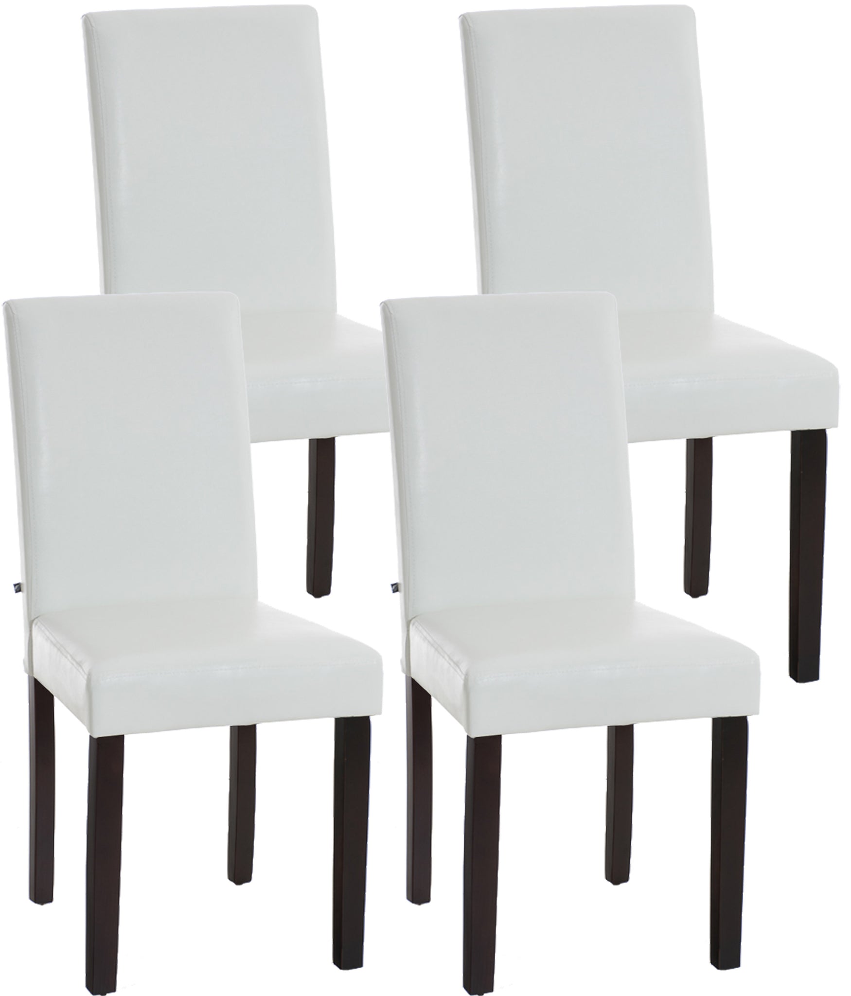 4-delige set Eetkamerstoelen, Kunstleer - Comfortabele Rugleuning, Onderhoudsvriendelijk Design Kleur wit Onderstel Kleur donkerbruin