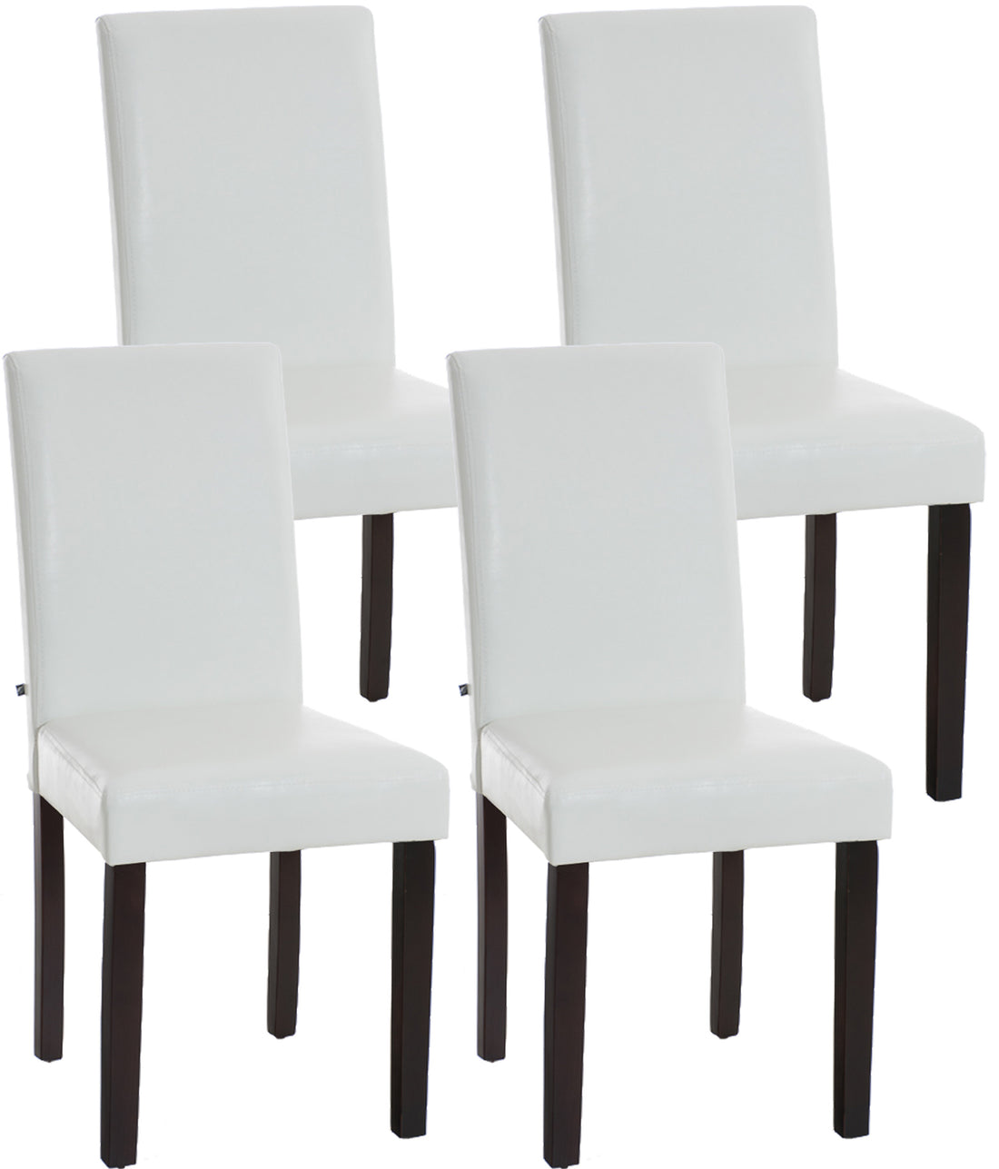 4-delige set Eetkamerstoelen, Kunstleer - Comfortabele Rugleuning, Onderhoudsvriendelijk Design Kleur wit Onderstel Kleur donkerbruin