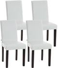 4-delige set Eetkamerstoelen, Kunstleer - Comfortabele Rugleuning, Onderhoudsvriendelijk Design Kleur wit Onderstel Kleur donkerbruin