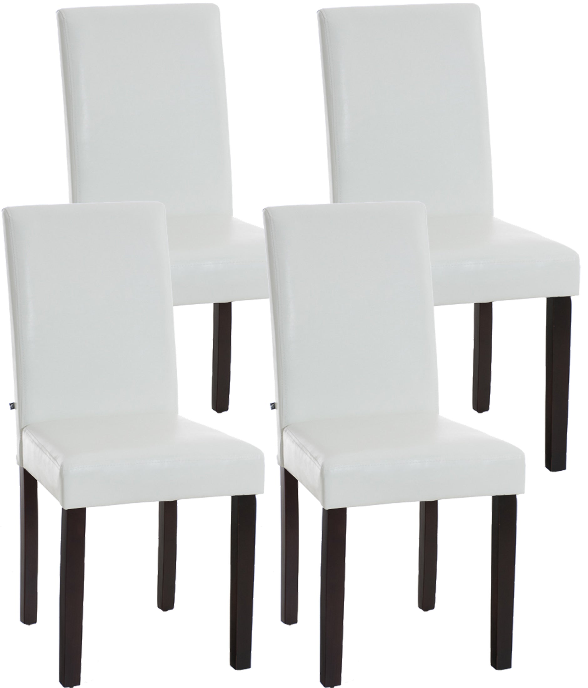 4-delige set Eetkamerstoelen, Kunstleer - Comfortabele Rugleuning, Onderhoudsvriendelijk Design Kleur wit Onderstel Kleur donkerbruin