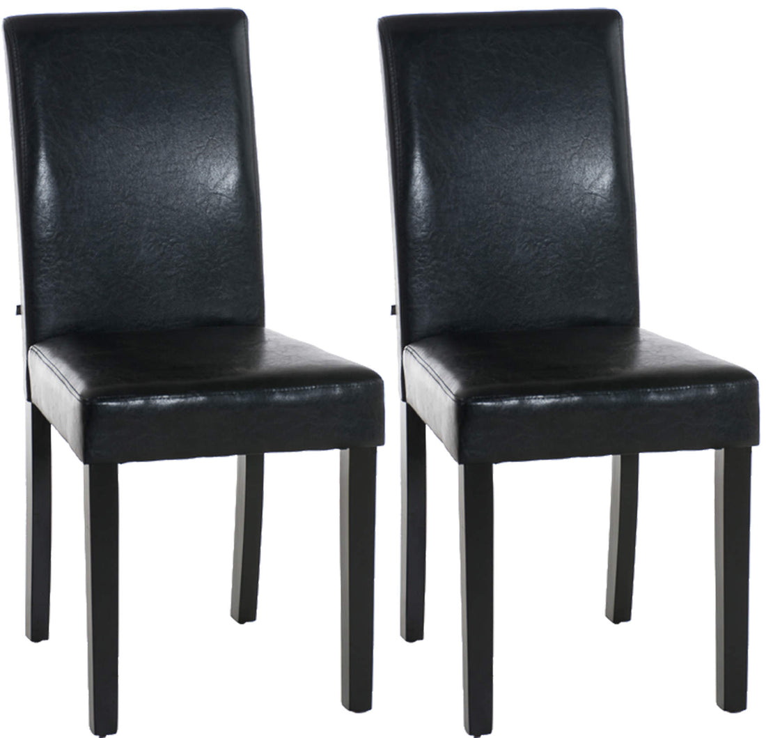 Set van 2 Eettafelstoelen van Kunstleer - Keukenstoelen - Comfortabele Zitervaring Kleur wit Onderstel Kleur donkerbruin
