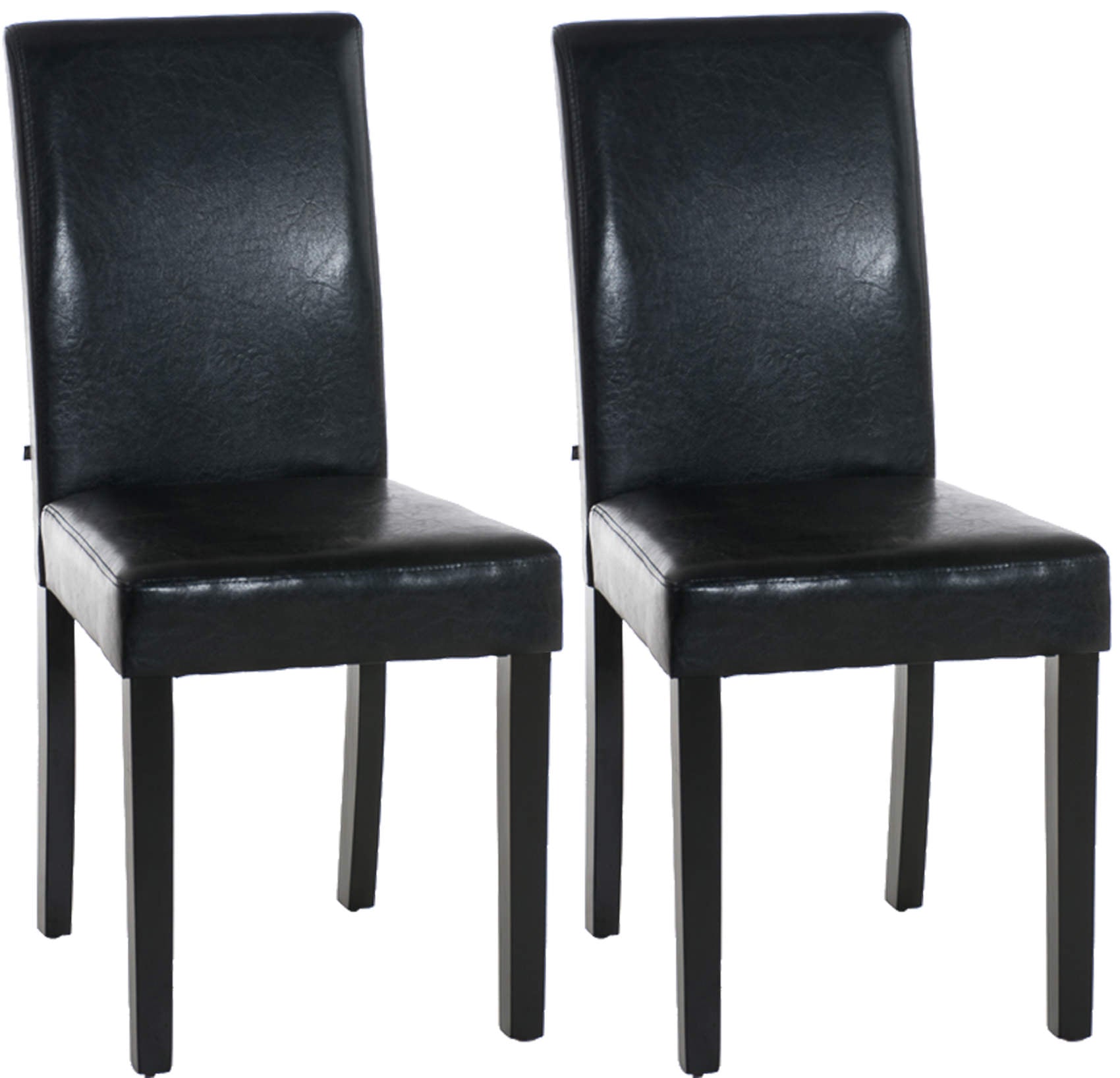 Set van 2 Eettafelstoelen van Kunstleer - Keukenstoelen - Comfortabele Zitervaring Kleur zwart Onderstel Kleur zwart