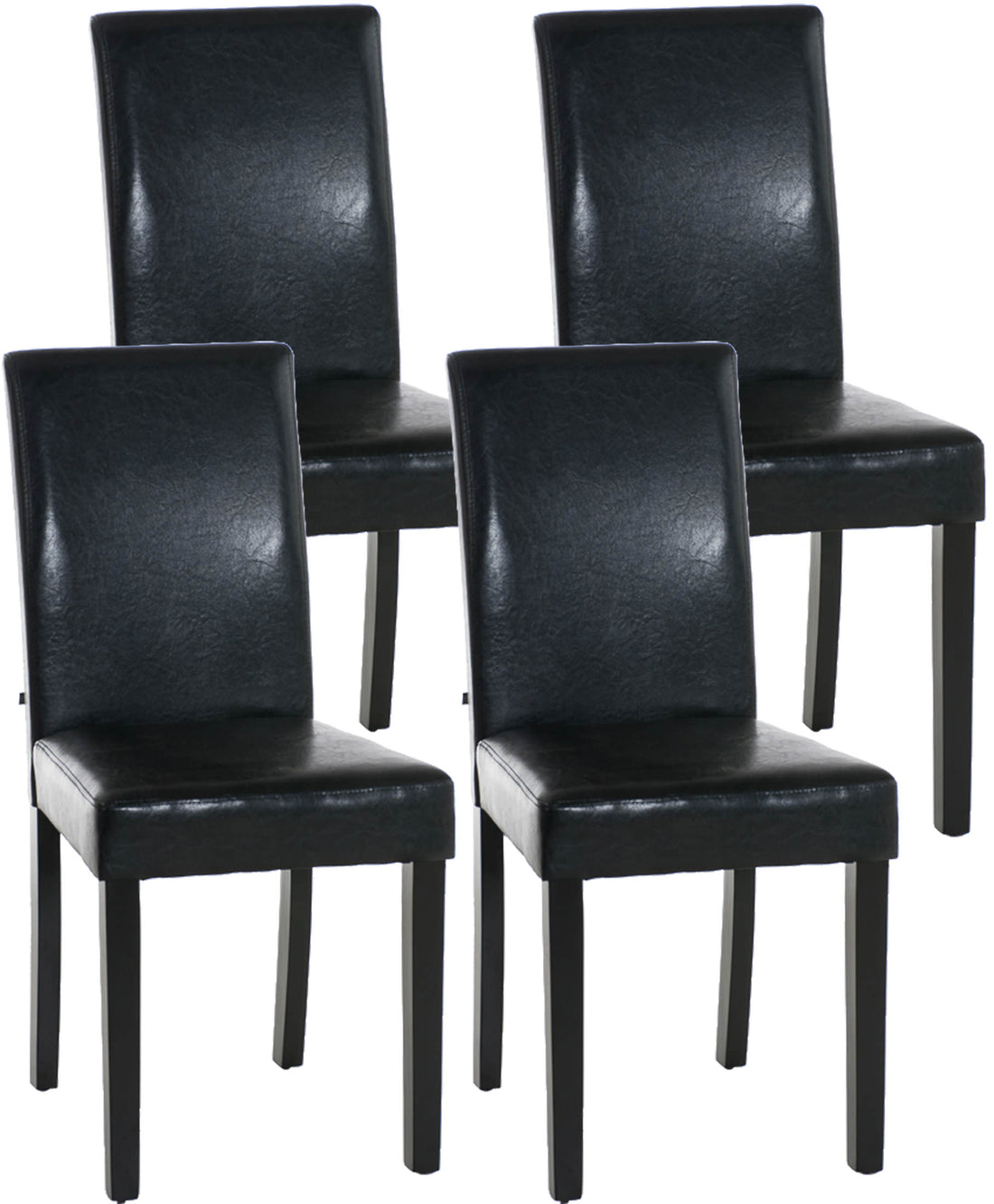 Set van 4 Eetkamerstoelen - Keukenstoelen - Comfortabele zitting en rugleuning Kleur zwart