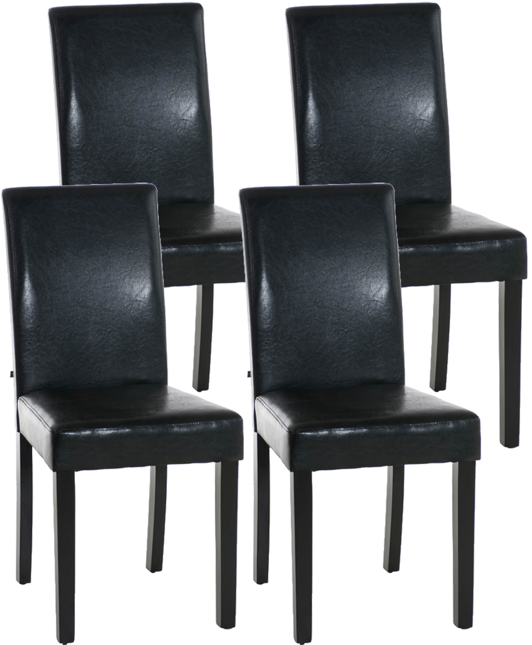 Set van 4 Eetkamerstoelen - Keukenstoelen - Comfortabele zitting en rugleuning Kleur zwart