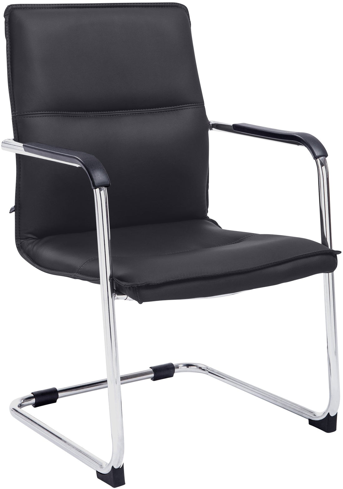 Bezoekersstoel - Gastenzetel - Ergonomische Armleuningen, Kunstleer & Chrome Design Kleur zwart