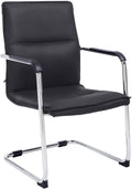 Bezoekersstoel - Gastenzetel - Ergonomische Armleuningen, Kunstleer & Chrome Design Kleur zwart
