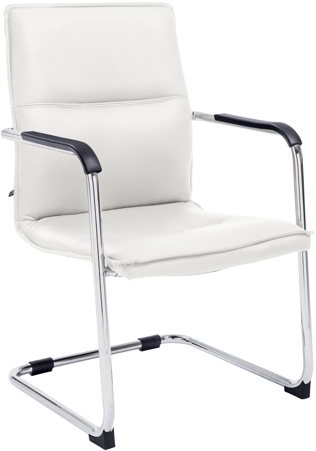 Bezoekersstoel - Gastenzetel - Ergonomische Armleuningen, Kunstleer & Chrome Design Kleur zwart