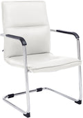 Bezoekersstoel - Gastenzetel - Ergonomische Armleuningen, Kunstleer & Chrome Design Kleur wit