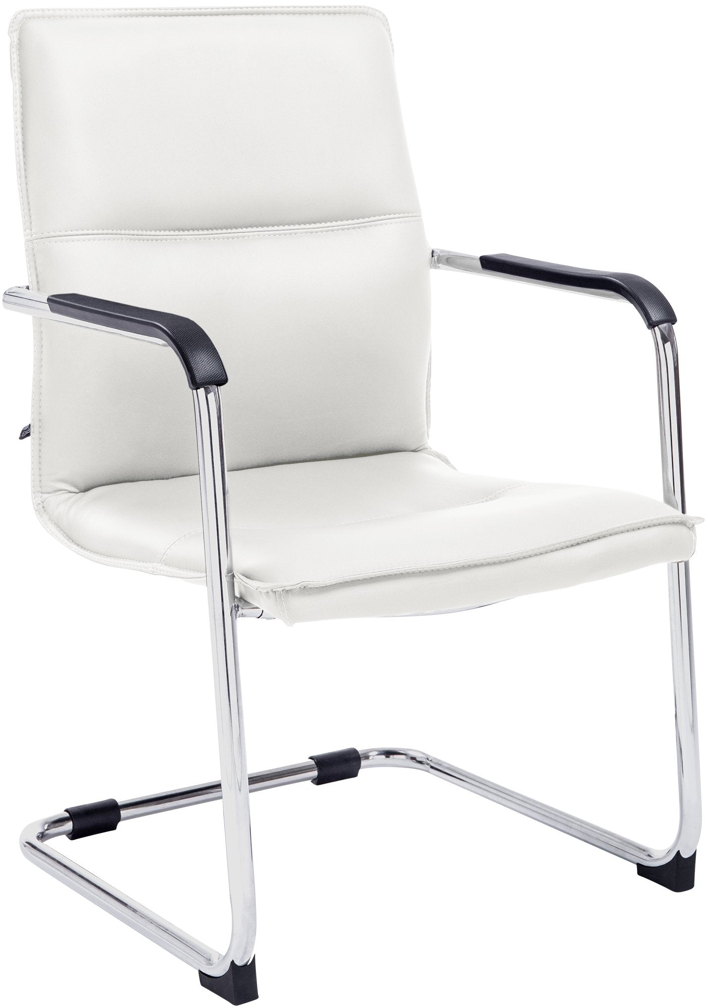 Bezoekersstoel - Gastenzetel - Ergonomische Armleuningen, Kunstleer & Chrome Design Kleur wit
