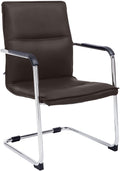 Bezoekersstoel - Gastenzetel - Ergonomische Armleuningen, Kunstleer & Chrome Design Kleur bruin
