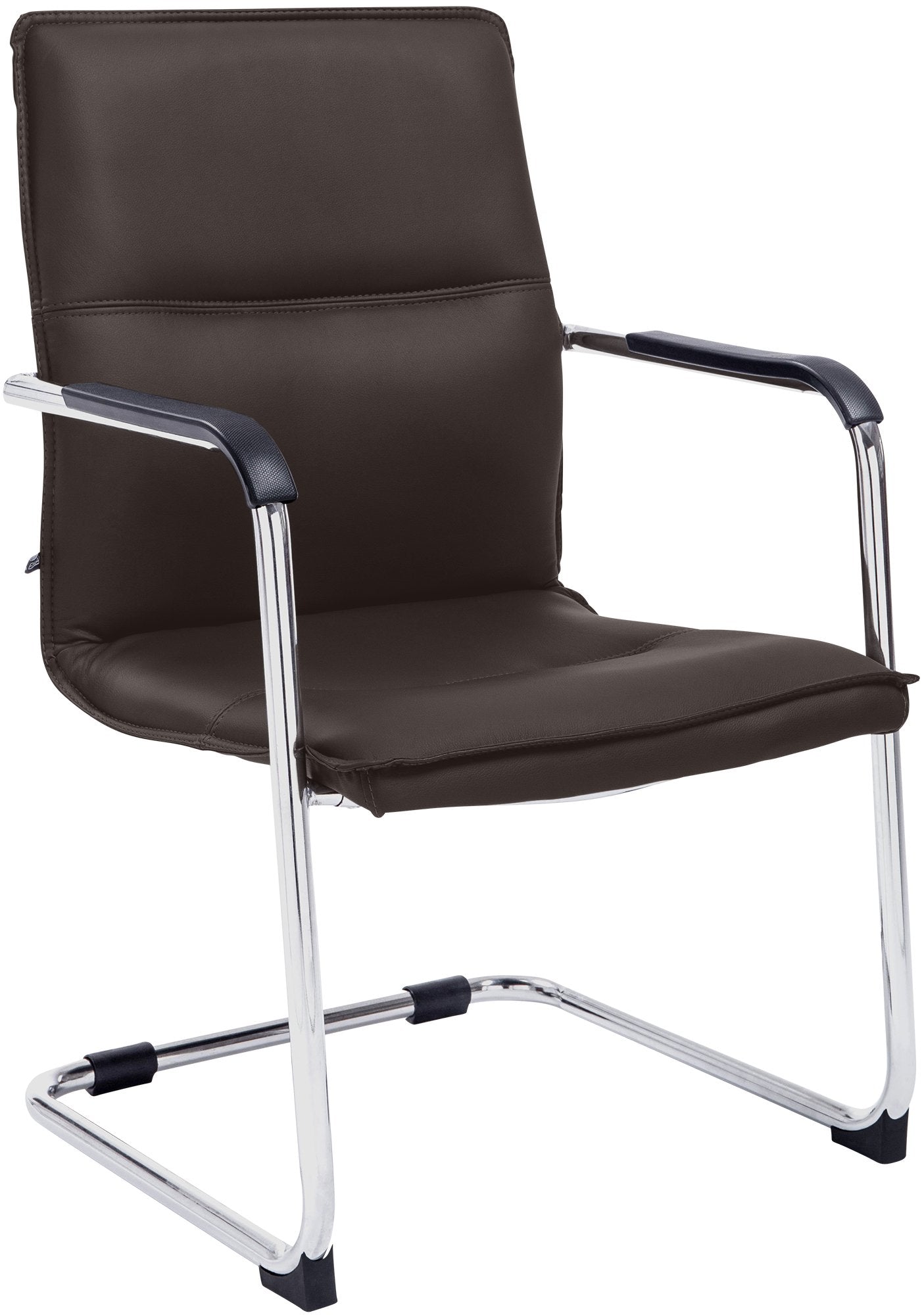 Bezoekersstoel - Gastenzetel - Ergonomische Armleuningen, Kunstleer & Chrome Design Kleur bruin