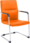 Bezoekersstoel - Gastenzetel - Ergonomische Armleuningen, Kunstleer & Chrome Design Kleur oranje