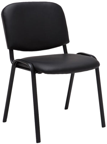 Stapelstoel Kunstleer - Vergaderstoel - Comfortabel Zitcomfort, Stapelbaar Kleur zwart