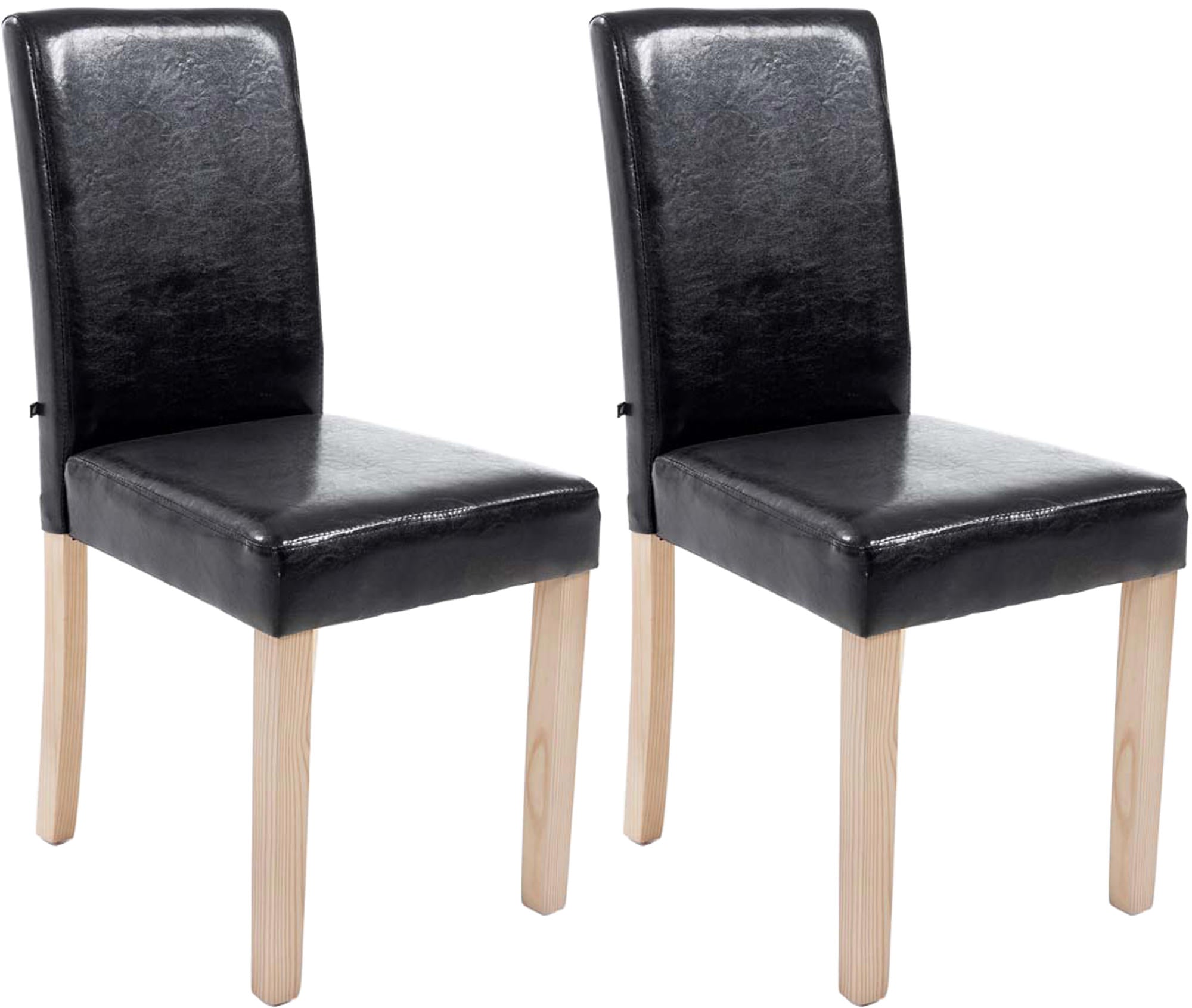 Set van 2 Kunstleren Eetkamerstoelen - Designstoelen - Comfortabele Hoge Rugleuning Kleur zwart