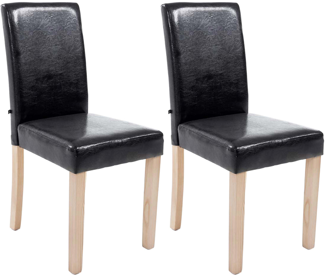 Set van 2 Kunstleren Eetkamerstoelen - Designstoelen - Comfortabele Hoge Rugleuning Kleur zwart