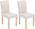 Set van 2 Eettafelstoelen van Kunstleer - Keukenstoelen - Comfortabele Zitervaring Kleur crème Onderstel Kleur natuur