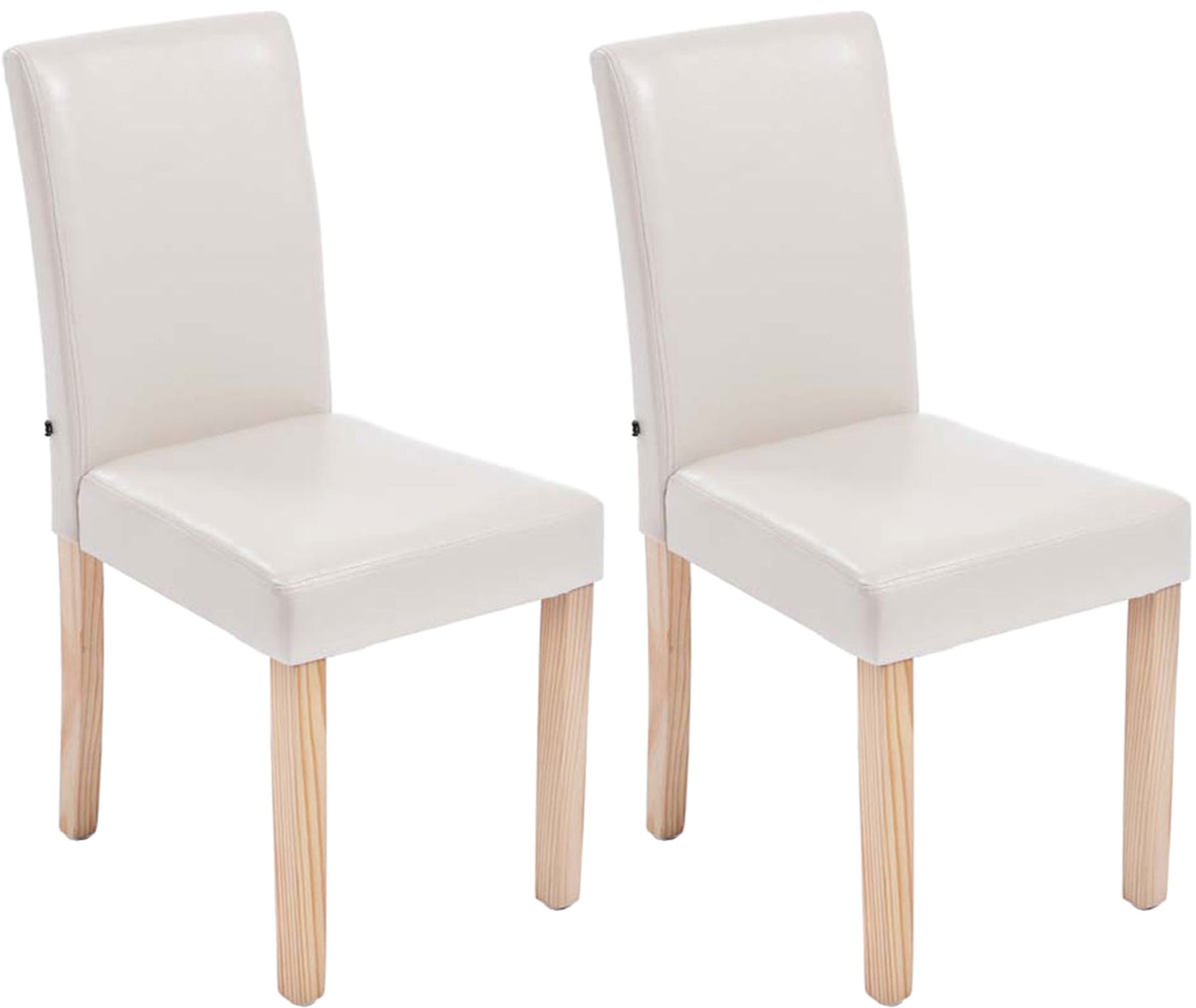 Set van 2 Eettafelstoelen van Kunstleer - Keukenstoelen - Comfortabele Zitervaring Kleur crème Onderstel Kleur natuur