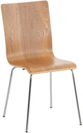 Bezoekersstoel - Gaststoel - Comfortabele Rugleuning, Hout & Chroomlook Frame Kleur eik